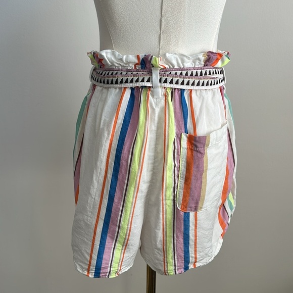 Lemlem H&M Womens High Waist Lightweight Breathable Linen Blend Stripe Shorts S - Picture 5 of 13